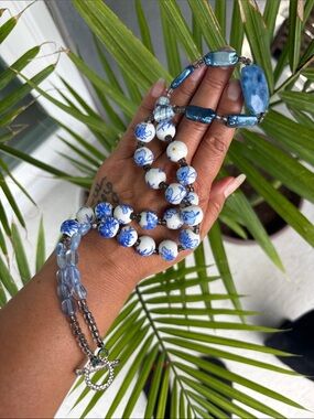 Porcelain Beaded Statement Necklace - Women Jewelry